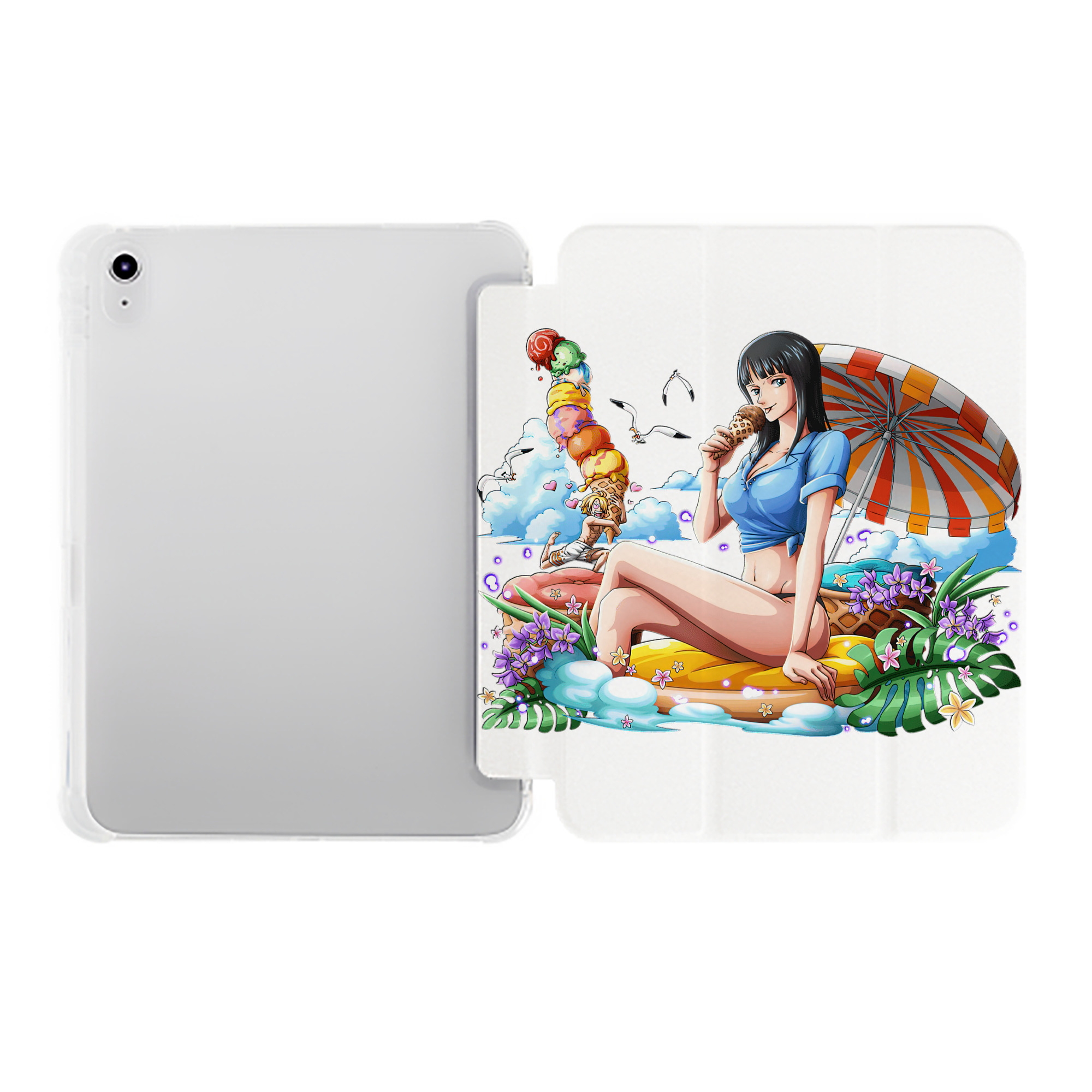 （画像用） ワンピース ニコ・ロビン ONE PIECE Nico Robin IPad ケース ペン収納付き 三つ折りスタンド PUレザー×シリコン 対応機種9.5/10.5/10.9インチ